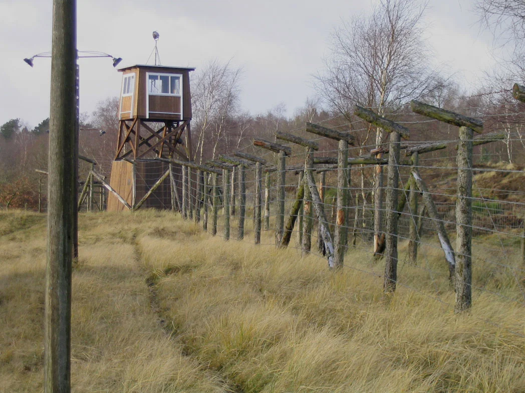 Frøslev Camp was built by the Germans in Nazi-occupied Denmark during World War II (1940 - 1945). From this camp, prisoners were send to the KZ camps in the rest of Europe.

Fence and guard tower.