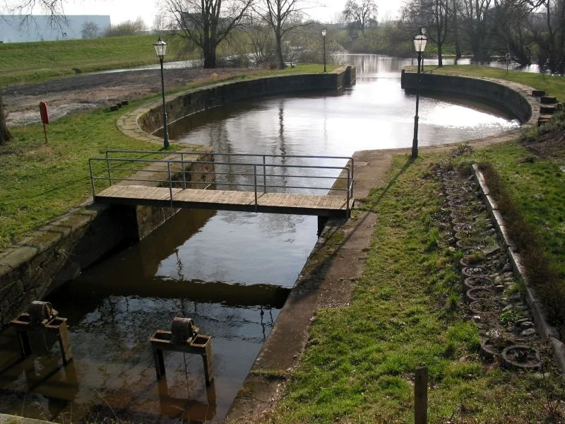 Canal lock Palmschleuse in Lauenburg/Elbe, Schleswig-Holstein, Germany